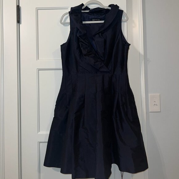 Jones New York Navy Ruffle Dress Size 14 - Picture 1 of 7